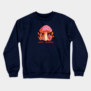 "Grow Kindness" Cute Vintage Mushroom - Dark Retro Version Crewneck Sweatshirt